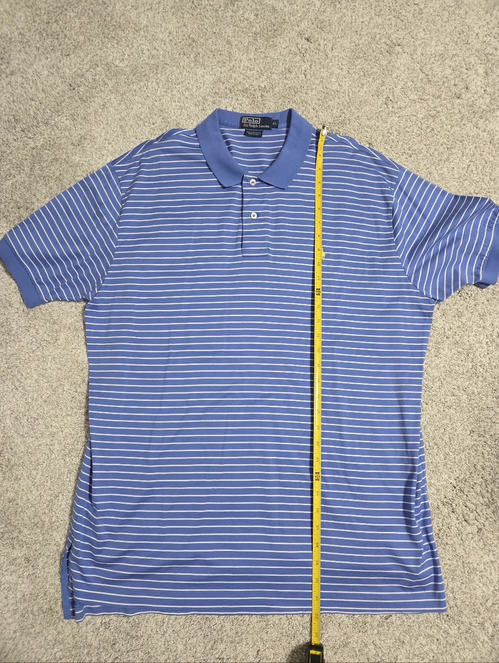 Classic Vintage Polo Ralph Lauren Blue and White Striped Shirt.